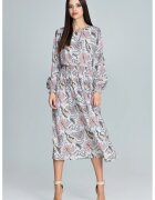Figl Rochie M600 79 - imprimeu floral - lungime midi - maneci lungi - multicolor - poliester -