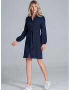 Figl Rochie - maneca lunga - bleumarin - bumbac