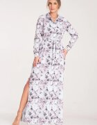 Figl Rochie maxi cu nasturi - florala - alb-roz - poliester-elastan