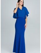 Figl Rochie maxi de seara maneci evazate - albastru - eleganta - poliester