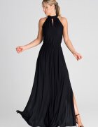 Figl Rochie maxi eleganta neagra - fara maneci - poliester -