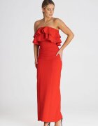 Figl Rochie maxi eleganta - volane duble - rosu - elastan - poliester - viscoza