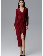 Figl Rochie maxi M636 - decolteu in V - rosu - poliester -