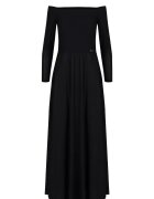 Figl Rochie maxi model M707 - neagra - cu umeri goi si maneci lungi - poliester