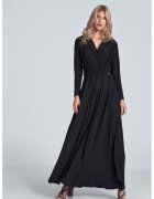Figl Rochie maxi neagra model M705 - maneci lungi - negru - poliester