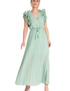 Figl Rochie maxi plisata - verde menta - viscoza/elastan/poliester -