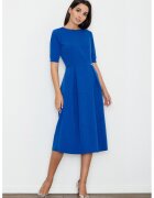 Figl Rochie midi albastra - eleganta - cu maneci scurte - poliester