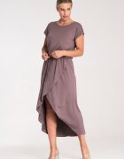 Figl Rochie midi asimetrica M1041 - culoare maro - viscoza