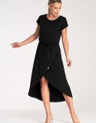 Figl Rochie midi asimetrica - viscoza - negru