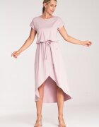 Figl Rochie midi asimetrica - viscoza - roz