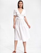 Figl Rochie midi bumbac 100% - alb - design minimalist - maneci scurte