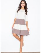 Figl Rochie midi casual M279 - evazata - maneci 3/4 - maro - viscoza 95% -