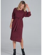 Figl Rochie midi cu dungi - maneci lungi - visiniu - poliester -