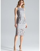 Figl Rochie midi din dantela - poliester - culoare gri