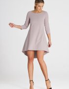Figl Rochie midi eleganta bej - asimetrica - maneci 3/4 - poliester-viscoza