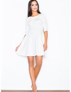 Figl Rochie midi evazata - decupata sub bust - alb - poliester -