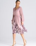 Figl Rochie midi evazata - roz - poliester