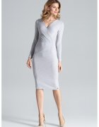 Figl Rochie midi gri - maneci lungi - 65% viscoza - 30% poliester - 5% elastan