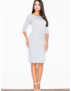 Figl Rochie midi M311 - gri - bumbac - maneci 3/4