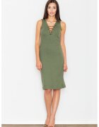 Figl Rochie midi M487 - verde - bumbac - fara maneci