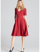 Figl Rochie midi M673 rosie - maneci scurte - confortabila - poliester 100% -