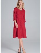 Figl Rochie midi M843 - maneci 3/4 - decolteu in forma de inima - burgundy - poliester