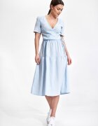 Figl Rochie midi M872 - bumbac 100% - albastru deschis - croiala confortabila