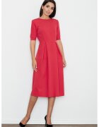 Figl Rochie midi rosie - eleganta - cu maneci scurte - poliester