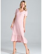 Figl Rochie midi - volane - roz - muselina - bumbac