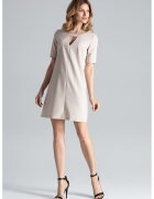 Figl Rochie mini bej - eleganta - decolteu decupat - poliester