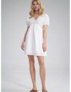 Figl Rochie mini - decolteu in V - bumbac - Alb