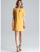 Figl Rochie mini galbena - eleganta - cu decolteu decupat - viscoza