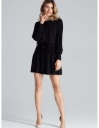 Figl Rochie mini maneci lungi - neagra - viscoza