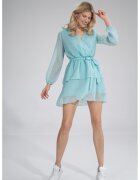 Figl Rochie model M767 - sifon - poliester - maneci bufante - albastru