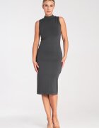Figl Rochie mulata - cu guler - gri - viscoza