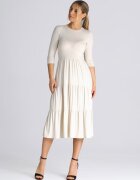 Figl Rochie mulata cu volane - bej - 3/4 - viscoza