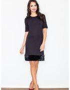 Figl Rochie neagra - viscoza - maneci scurte