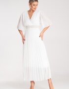 Figl Rochie plisata - eleganta - alba - midi - poliester -