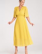 Figl Rochie plisata - galbena - viscoza -