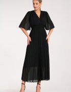 Figl Rochie plisata midi - eleganta - poliester - neagra -