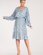 Figl Rochie poliester - albastra - alba - floral -