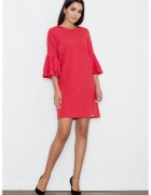 Figl Rochie rosie - cu maneci volan - din material usor - poliester