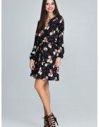 Figl Rochie scurta boho - florala - cu maneci bufante - multicolor - poliester -