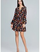 Figl Rochie scurta florala M597 - maneci lungi - poliester - multicolor -