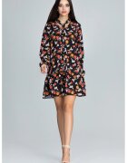 Figl Rochie scurta M599 - florala - cu maneci lungi - multicolor - poliester