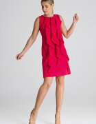 Figl Rochie trapez M1002 - rosu - cu volane - 65% poliester - 35% viscoza