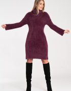 Figl Rochie tricotata guler inalt - maneci lungi - rosu - 100% nailon -