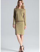 Figl Rochie verde - eleganta - maneci lungi - decolteu barca - viscoza