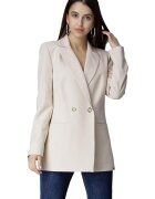 Figl Sacou dama eleganta - subtire - decolteu in V - bej - poliester/elastan -