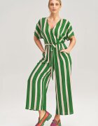 Figl Salopeta dama - cu maneci kimono - in dungi - verde - viscoza